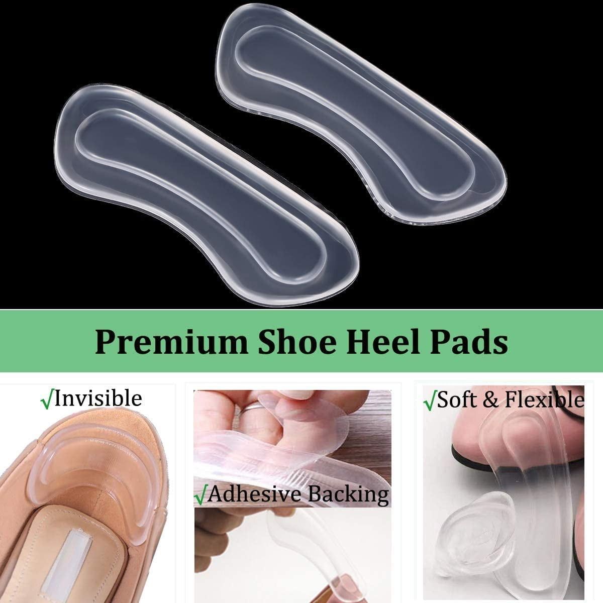 Heel Grips, VGEBY 2 Pair High Heel Cushion Shoe Pads Comfortable Shoe Heel  Pads for Big Shoes Anti-Slip Heel Grips Inserts Liners Foot Insoles for  Women, Back of Heel Protector, No Heel